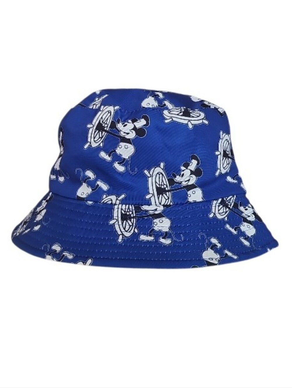 Disney Steamboat Willie Mickey Mouse Reversible Bucket Hat Blue Retro Unisex